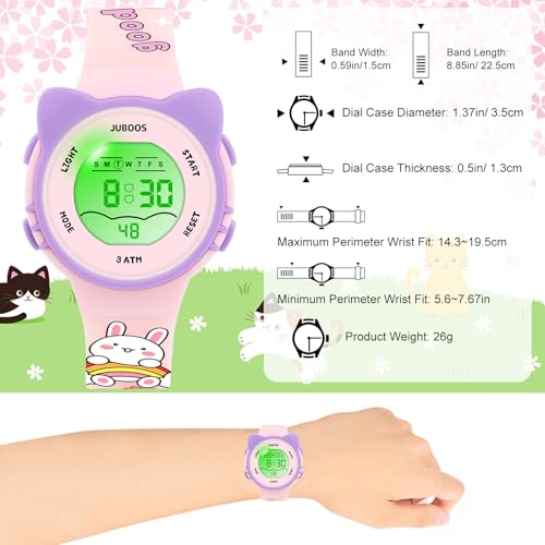 Juboos Kids Digital Watch for Boys Girls 5-18, 7 Colors LED Light Kids Sports Outdoor Wristwatch, Waterproof Watch with Alarm,Stopwatch