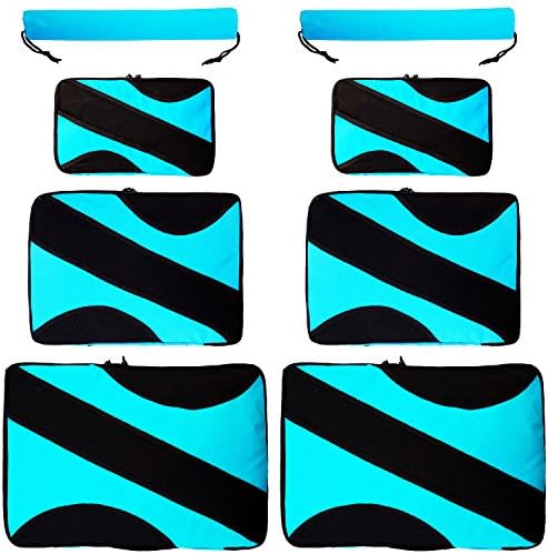 8 Set Travel Luggage Organizers- 2 Pack of Packing Cubes for 2 Adults Clothes Storage (Lightblue)