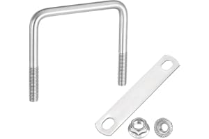 uxcell M10 3-11/32 Inch Inner Wide Square U Bolts, 4 Inch Length 304 Stainless Steel U-Bolts with Flange Hexagon Nuts, Frame 