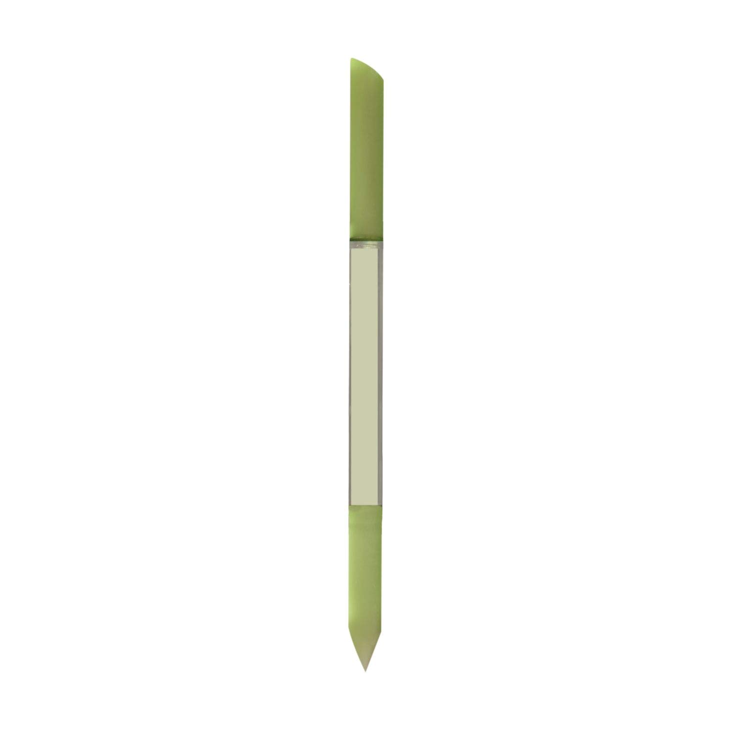 Glass Cuticle Pusher Nail File for Manicure and Pedicure 4.5in (115mm) - Original Czech Product Glass Manicure Stick (Green)