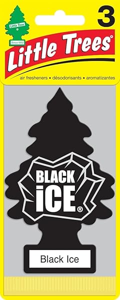 LITTLE TREES HANGING CAR AND HOME AIR FRESHENER, BLACK ICE (PACK OF 3)
