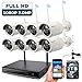 ONWOTE 1080P Full HD Wireless Security Camera System with 2TB Hard Drive, 8 Channel 1080P NVR, 8Pcs 1080P 2.0MP IP Cameras, 80ft IR Night Vision, Built-in Router, IP66 Waterproof, Wifi Booster Antenna