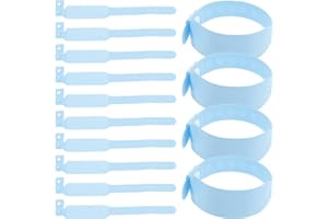VILLCASE 100pcs Newborn Hospital ID Wristbands (6.8") - Disposable Blue PVC Patient Identification Bands, Writable & Waterpro