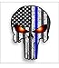 Vinyl Junkie Graphics Blue line Punisher American Flag Sticker/Decal