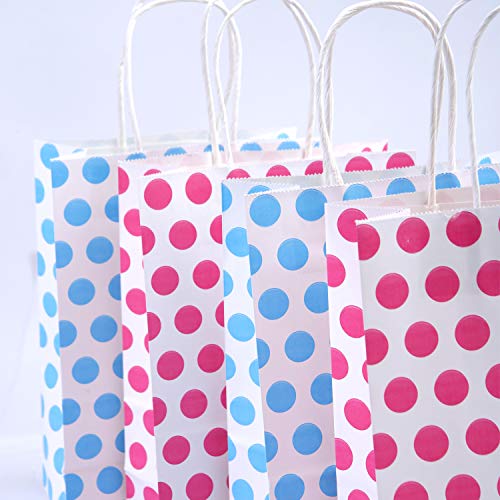 Coobey 20 Pieces Dot Paper Bags Party Favor Bags Kraft Paper Bags with Handle for Baby Shower, Birthday and Party Celebrations - Thumbnail 5