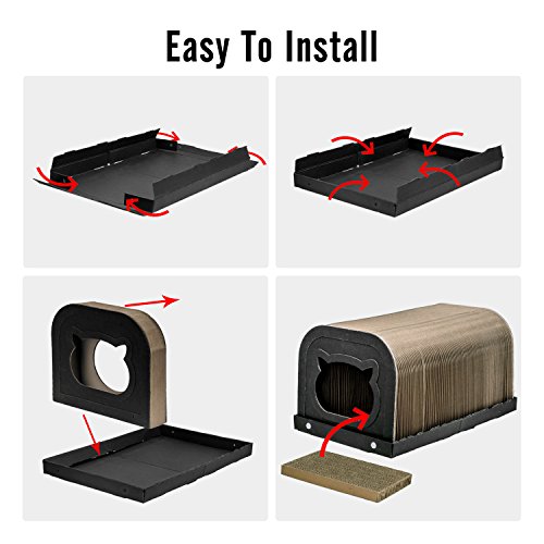 Pawaboo Cat Scratcher Tunnel Cat House Premium Collapsible Corrugated