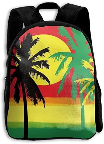 Reggae Island Sunset Plam Tree Kid Boys Girls Toddler Pre School Backpack Bags Lightweight