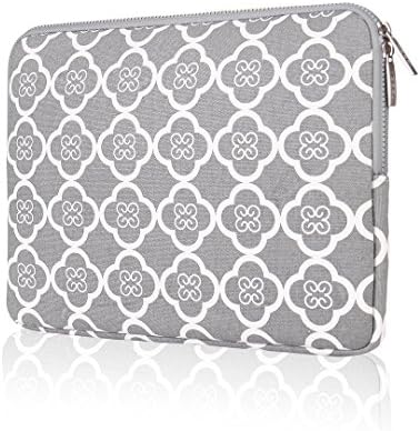 Laptop Sleeve, HBBEL Butterfly Flower Style Canvas Fabric Bag Cover for 15-15.6 Inch MacBook Pro, MacBook Air, Notebook with a Small Case for Charger or Magic Mouse, GRAY
