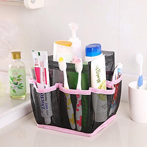 Corner Biz Bath - Cosmetic Bag Storage Pouch Handle Home Travel Organizer Net Gauze Bag (Pink)