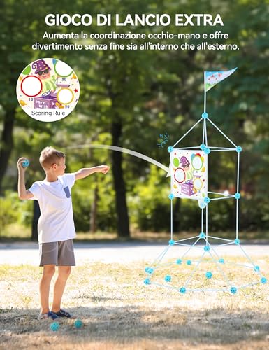 Besrey 144-Piece Fortress Building Kit for Children with Launch Game, Glow in the Dark, Castle and Tunnel Buildings, Play Tent Children 5+ Years, Creative Play, Child Gift