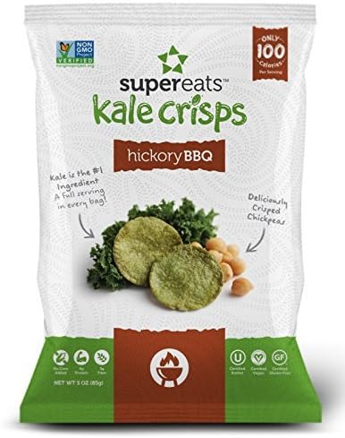 SuperEats Kale Crisps, Hickory BBQ, 3 oz (Pack of 12) by SuperEats