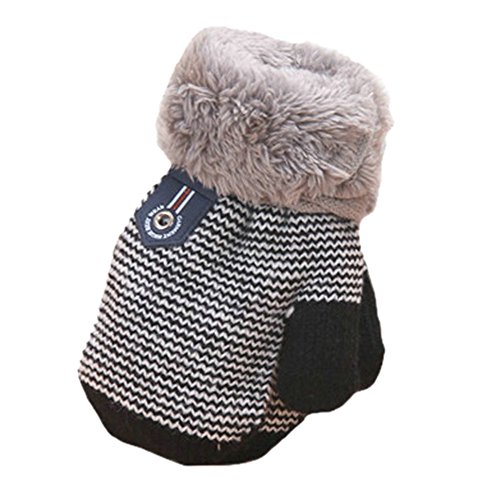 2-Pack Winter Warm Cute Knit Mittens Cold Weather Thicken Hot Gloves Fingers for Toddler Infant Baby Girls Boys (Black, Free Size 1-4 years)