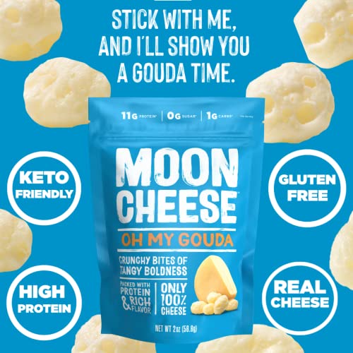 Moon Cheese Oh My Gouda Cheese Bites, 1 Ounce, 12Pack, Crunchy, Packed With Protein & Calcium