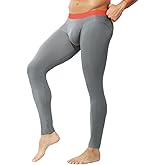 Ouruikia Men's Thermal Underwear Bottoms Silky Smooth Long Johns Thermals Pants Soft Base Layer Tights Leggings