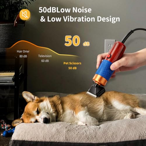 CGOLDENWALL Dog Clipper 200W, Low Noise, 3 m Cable, Dogs Cats | Professional, 2 Blades, 2000-6000RPM, Sheep Rabbits, All Hair