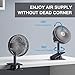 JISULIFE Clip On Desk Fan, Baby Stroller Small Clip Fan, Portable Mini Table Fan with 4000mAh Battery Operated [3-15 hours], USB Rechargeable, 4 Speeds, 360°Adjustable Fan for Office Bed Car-Blue