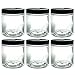 JUVITUS (6 pack) 8 oz Clear PET Plastic Wide mouth Jar with Black Smooth Lid