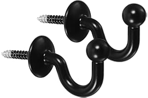 Baluue 2pcs Black Curtain Tiebacks Wall Hooks, U-Shaped Household Drapery Holdbacks for Window Treatment
