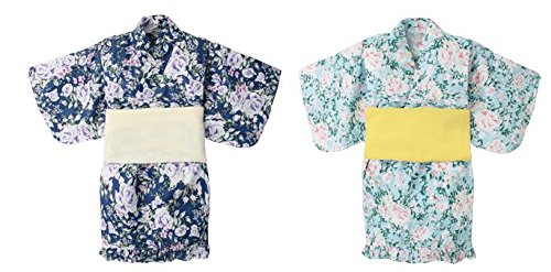 Amazon Co Jp 女の子 着物 浴衣ドレス シフォン兵児帯付 ベビー 子供