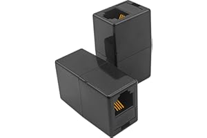 NECABLES 2Pack RJ11 Coupler Phone Line Connector Telephone Cord Adapter RJ11 6P4C Female to Female for Landline Phone and Fax