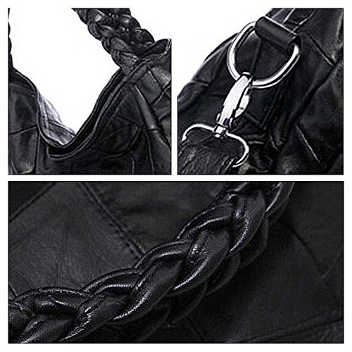 DokinReich-Fashion-Mode-Damen-Handtasche-Leder-Damentasche-Schultertasche-Handbag-Damentasche-Schwarz-Tote-Bag-Armband-Handtaschen