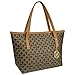 Micom Casual Signature Printing Pu Leather Tote Shoulder Handbag with Metal Decoration for Women (Coffe C)