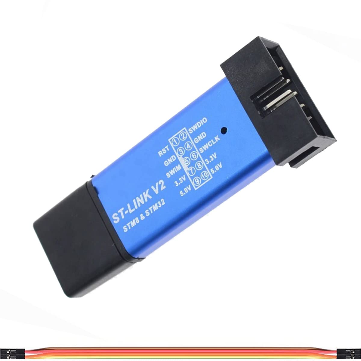DAOKAI ST-Link V2 Emulator Downloader Programmer STM8STM32 Programming Unit 3.3V 5V Two-color Indicator with DuPont Cable