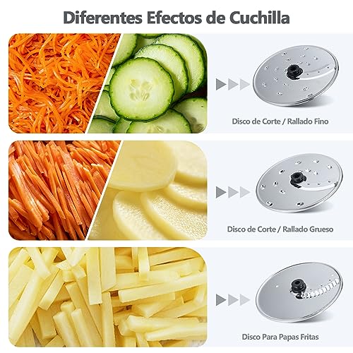 YASHE Multifunctional Food Processor – Mixer, Chopper, Juicer, Kneader, Slicer, Slicer and Grater with 2.5L Bowl and 1.5L Whisk Cup, 3 Speeds with Pulse Function