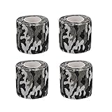 BOROLA Self-Adhesive Protective Camouflage Tape Cling Scope Wrap Military Camo Stretch Bandage for Gun Rifle Shotgun Camping Hunting (4Pcs