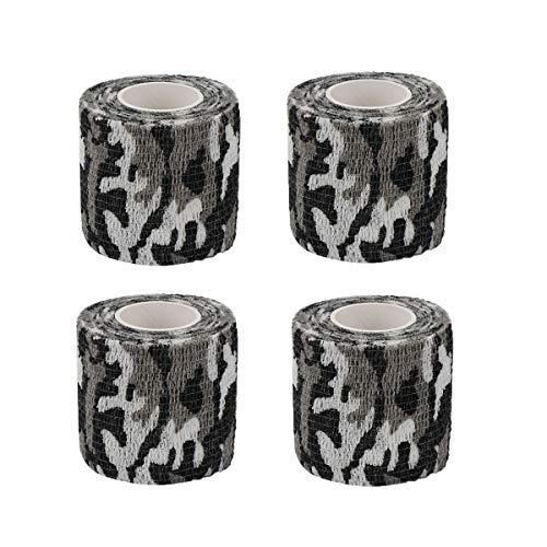 BOROLA Self-Adhesive Protective Camouflage Tape Cling Scope Wrap Military Camo Stretch Bandage for Gun Rifle Shotgun Camping Hunting (4Pcs