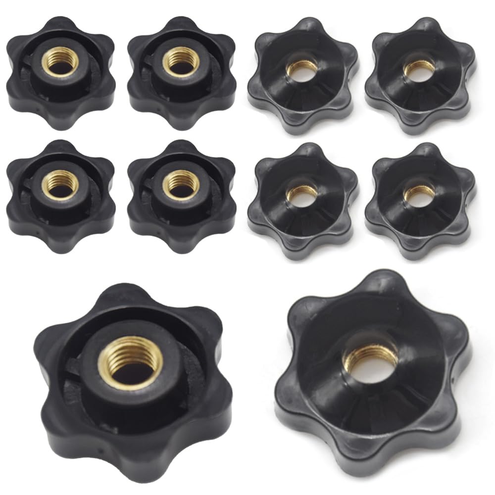 Ruidee 10Pcs Star Knob M8 Plastic Female Thread Clamping Nut Star Head Screw Tensioning Knob Screw for Machine Equipment (MHT/M8)