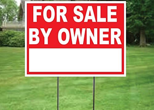 For Sale By Owner Yard Sign - 12" x 16" w/stake Single Sided - Laser Cut Corrugated Plastic