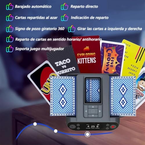 Meanton Barajador de Cartas Automatico, Repartidor de Cartas Automatico, Barajadora Automática de Póquer, Distribuidor Automático con Rotación de 360, Barajadoras y Repartidoras Automáticas 2 en 1
