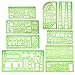 Boao 9 Pieces Geometric Drawing Templates Clear Green Building Formwork Stencils Plastic Measuring Rulers for Building and Studying