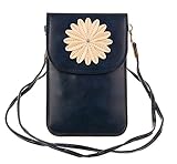 KISS GOLD (TM) Luxury Matte PU Leather Mini Crossbody Single Shoulder Bag Cellphone Pouch (Model B-Dark Blue)