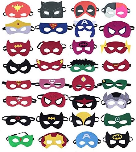 36 Pieces Superhero Masks,Superhero Party Supplies,Party Favor Half Masks for Children, Girls and Boys Mask