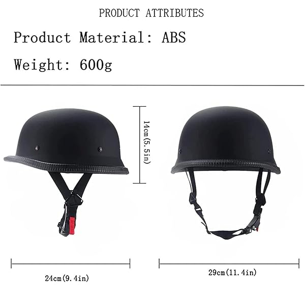 GERMAN HALF HELMET,ADULT SUMMER HANDMADE PERSONALITY VINTAGE CASCO ,MOTORCYCLE HELMET SCOOTER COOL HELMET FOR MEN AND WOMEN (BLACK, MEDIUM)
