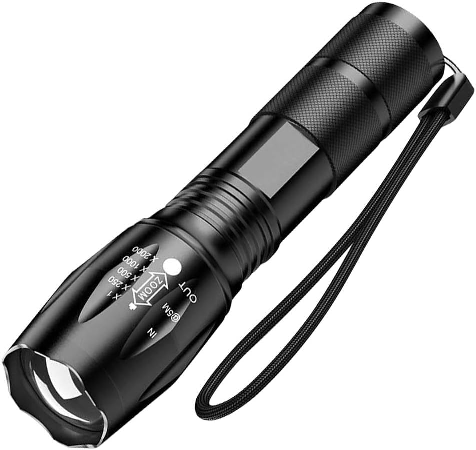 MVIOCS LED Flashlights High Lumens - Flashlights for Camping, Hiking, Walking - Powerful Emergency Flashlights with 5 Modes for Home Outdoor Use - Bright Flashlight with Zoomable Beam (1 Pack)