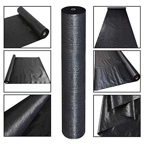 kdgarden Premium 5oz Pro Weed Barrier Landscape Fabric Ground Cover Heavy Duty Commercial Anti-Weed Gardening Mat, 5ft x 250ft, Black