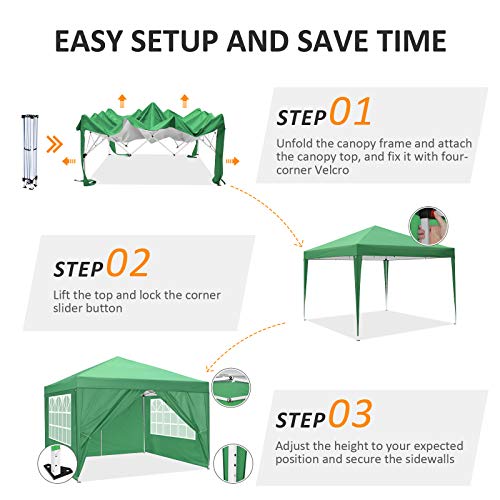 cobizi Faltpavillon 3x3m Pavillon Wasserdicht Faltbar Partyzelt mit 4 Seitenwände, Pop-Up Gartenpavillon Event Zelt… – Bild 2