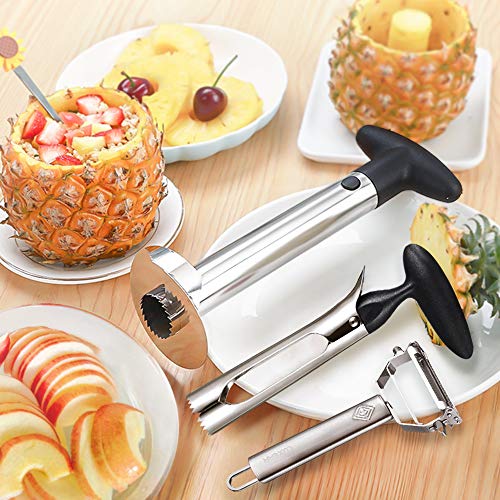 Pineapple Corer Apple Corer Remover Peeler Set LUXEAR Trio Peeler Set Multi-Functional Manual Stainless Steel Kitchen fruit peeler set Essentials for Home and Kitchen Set of 3