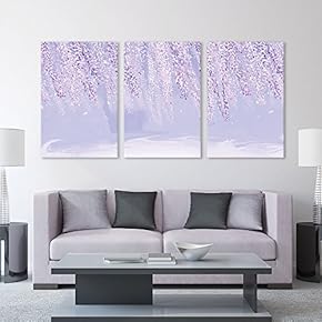 3 Panel Abstract Landscape with Pink Leaves x 3 Panels