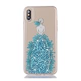 Urberry iPhone X Case, iPhone X Bling Case, Wedding Girl Design Shock-proof Case for iPhone X with a Free Screen Protector (Blue)