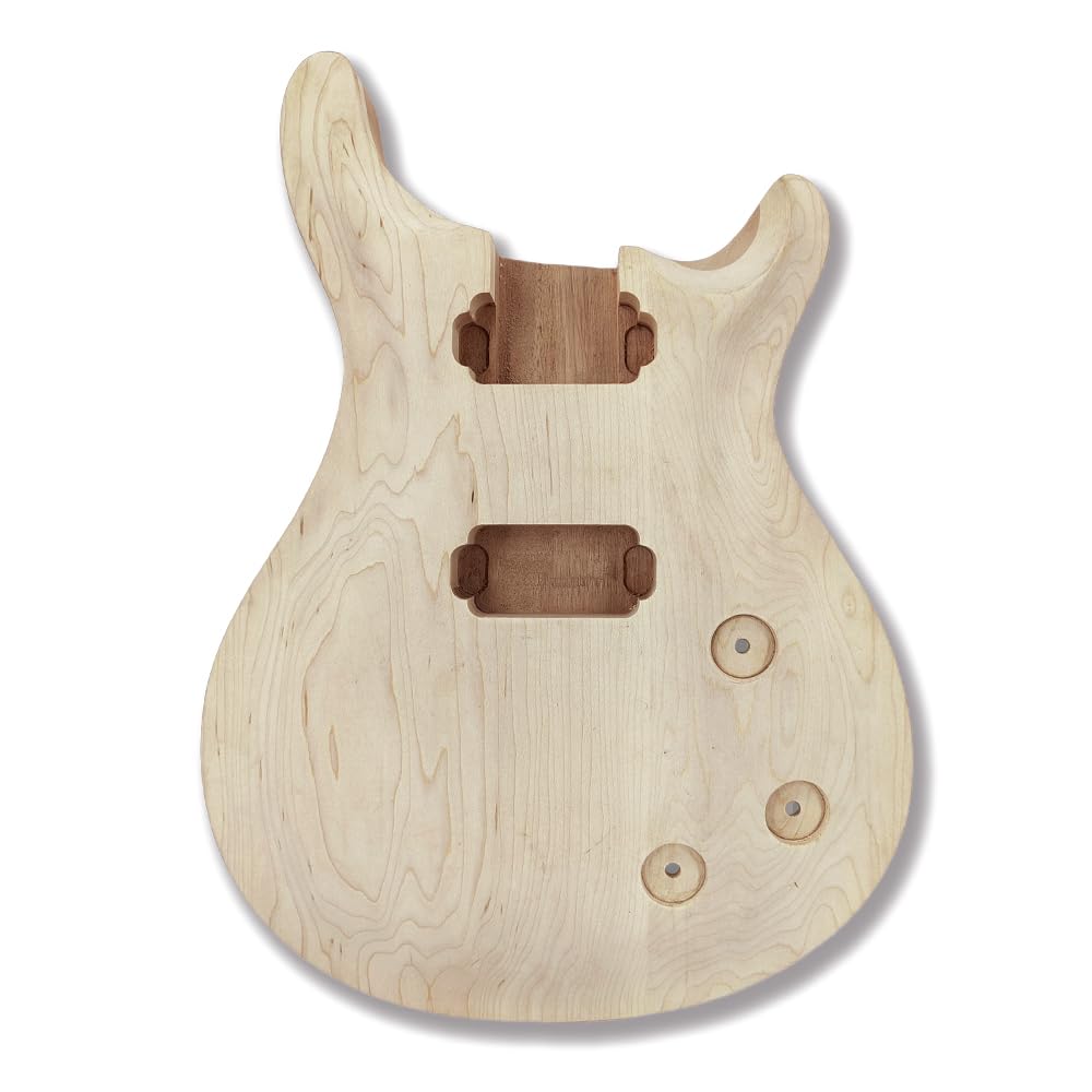 Yinfente Mahogany & Maple Wood Electric Guitar Body - Natural - PRS Style - DIY Guitar Kit