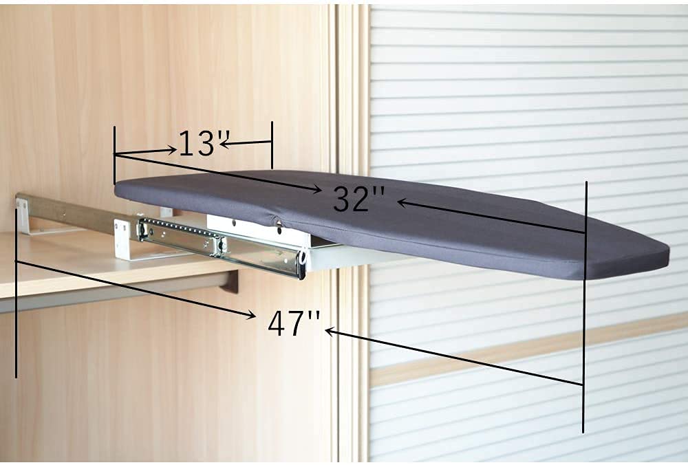 SAROSORA Retractable Ironing Board Closet Pull-Out Stow Away in The Cabinet Easy to Install (Navy Blue)
