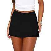 GVAOO Black Mini Skorts Women's Skirt with Shorts Side Slit Stretchy Bodycon Y2k 2025 Sports Daily Going Out