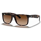 Ray-Ban RB4165 Justin Classic Square Sunglasses for Men for Women | In Opal Grey, Rubber Black &amp; Havana. Polarized options available. Sizes: 51/55mm.