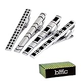 BMC 4pc Mens Fashion Metal Alloy Silver and Black Mix Design 2.2 In. Tie Bar Clips-Set 1