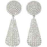 DIAMANTIO 18K Gold Plated Crystal & Cubic Zirconia Drop Earrings for Women, Sparkling Rhinestone Statement Dangle Earrings for Party, Wedding, and Evening Wear