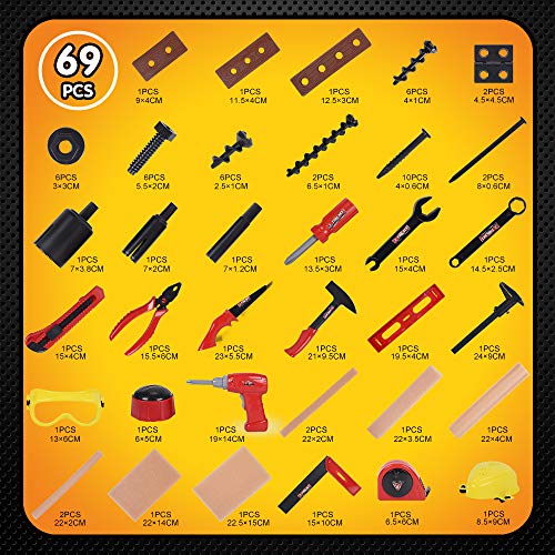 NextX Tool Toys With Eletric drill, Construction Toys, STEM Educational Pretend Play, 69 Realistic Tools & Accessories For Boys Toys Girls Toys
